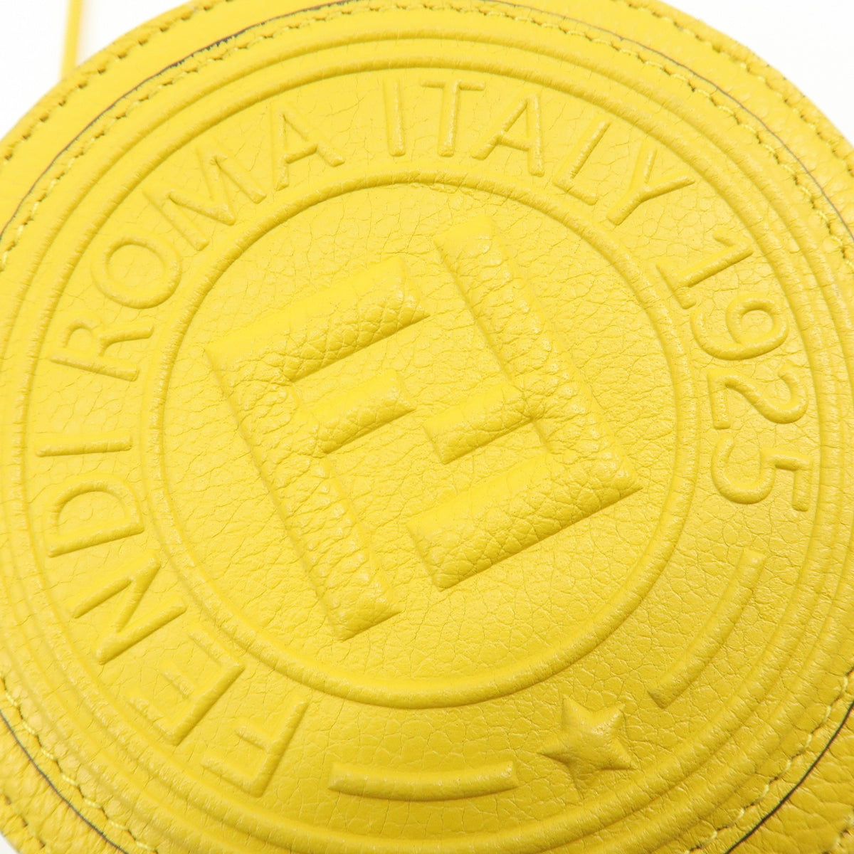 Fendi Vintage Ff Round Embossed Leather Yellow Leather Crossbody Bag Bag (Pre-Owned)