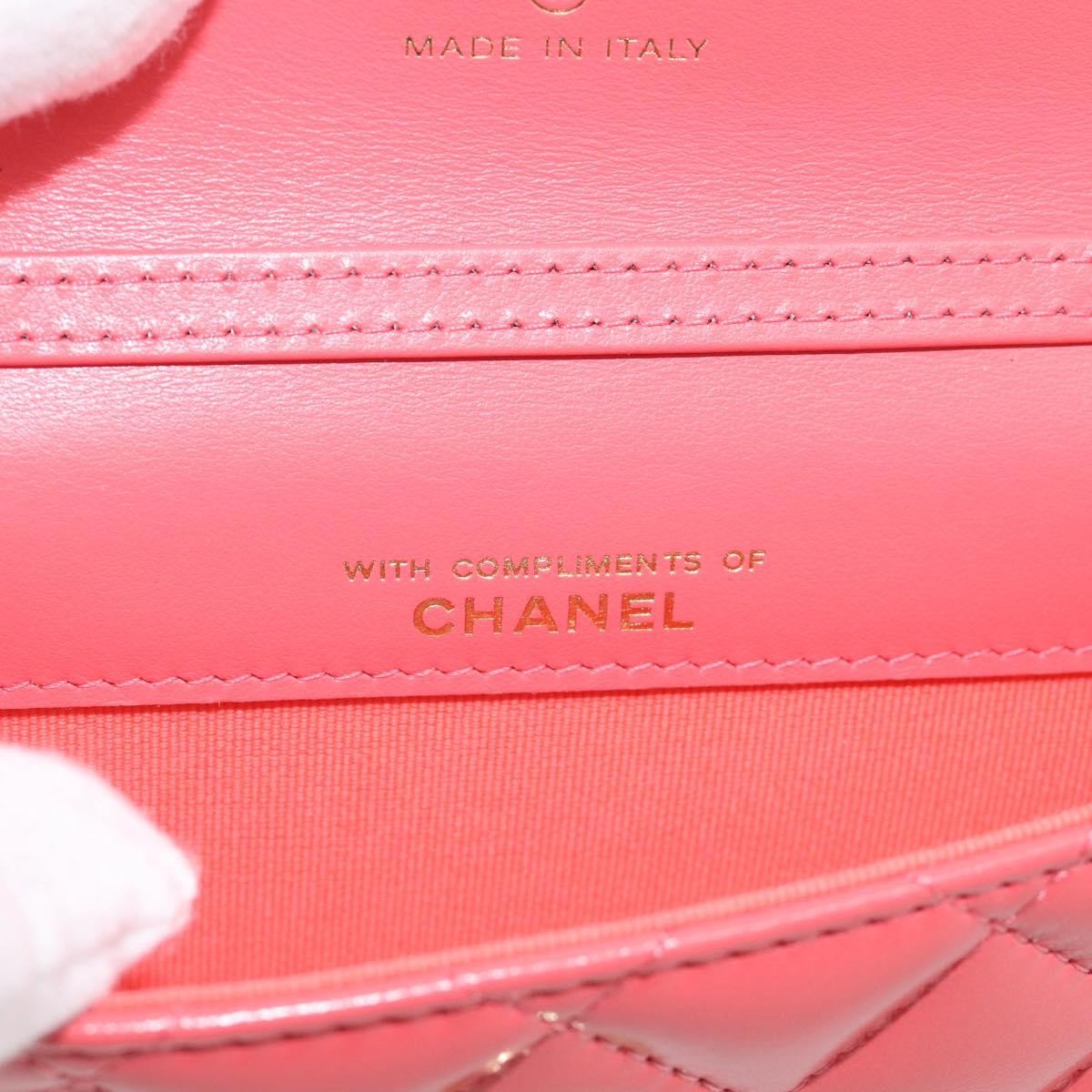 Chanel Textured Cc Wallet On Chain Quilted Lambskin Pink Leather Crossbody Bag Bag (Pre-Owned)