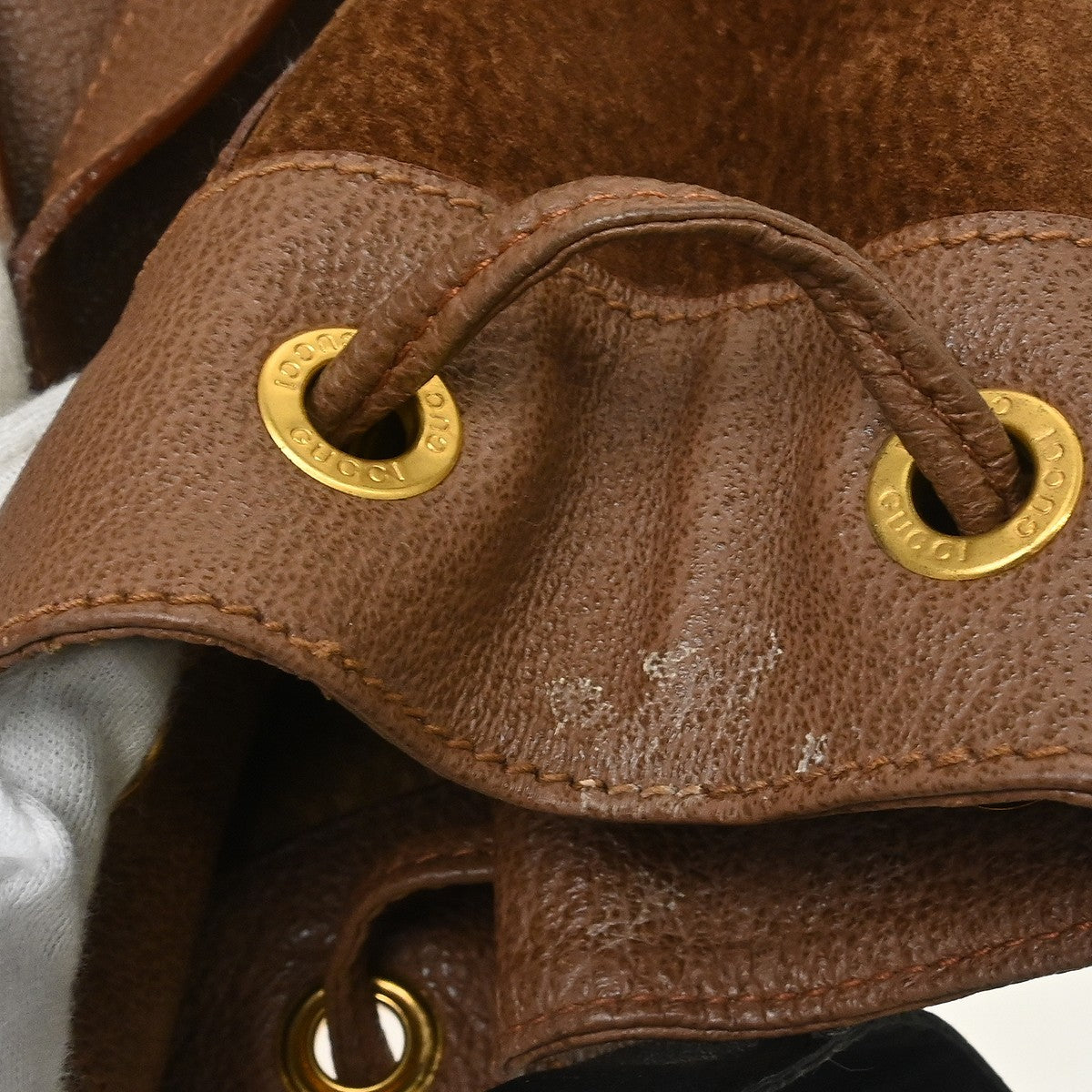 Gucci Vintage Bamboo Suede Brown Suede Backpack Bag (Pre-Owned)
