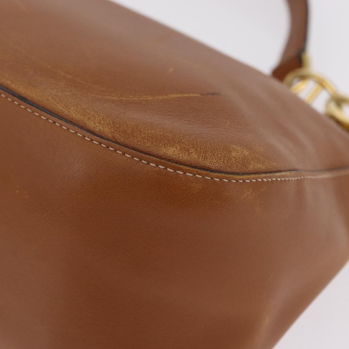 Prada Shoulder Leather Brown Leather Shoulder Bag Bag (Pre-Owned)