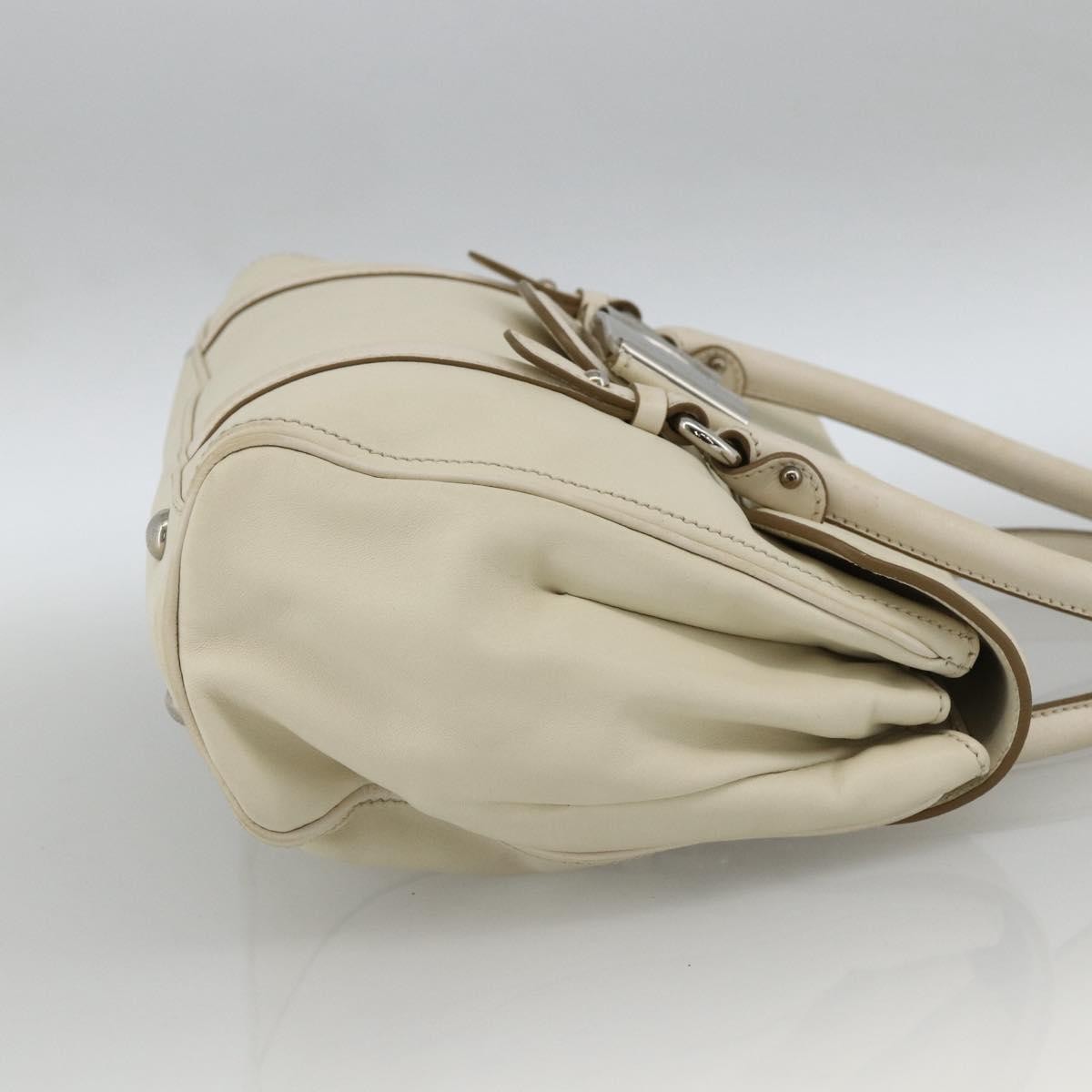 Salvatore Ferragamo Vintage Leather White Leather Handbag (Pre-Owned)