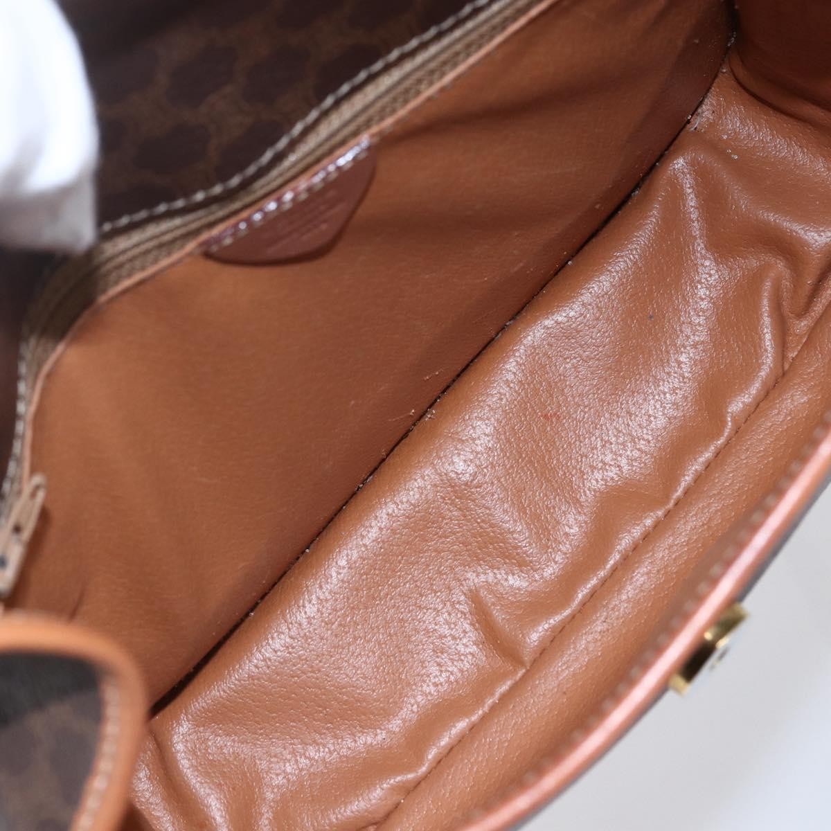 Celine Vintage Macadam Circle Logo Canvas And Leather Brown Canvas Shoulder Bag Bag (Pre-Owned)