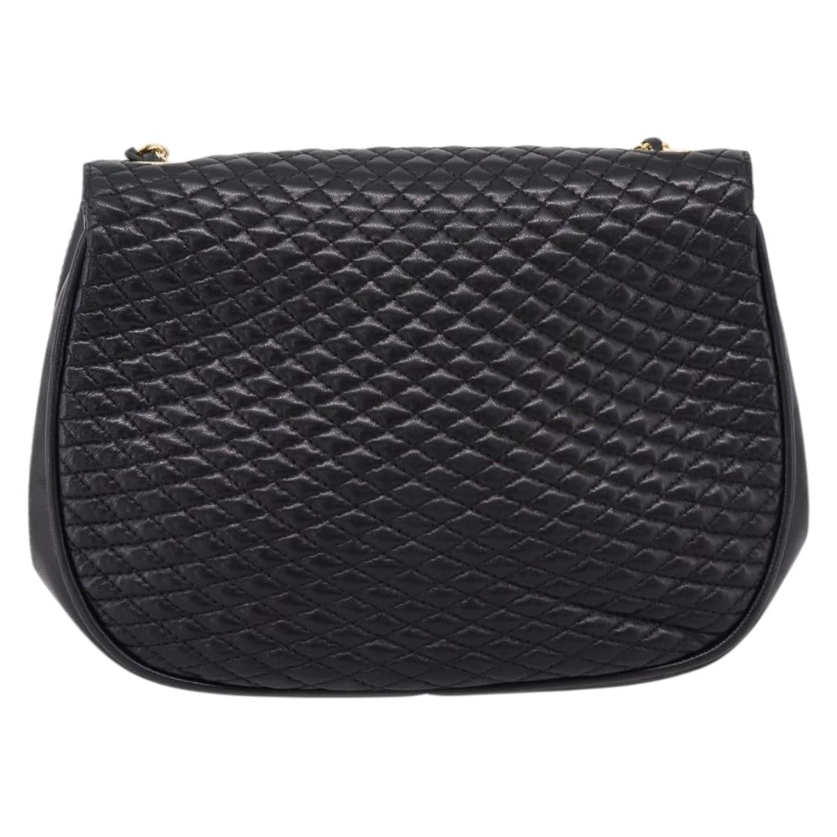 Bally Vintage Chain Quilted Leather Black Leather Shoulder Bag Bag (Pre-Owned)