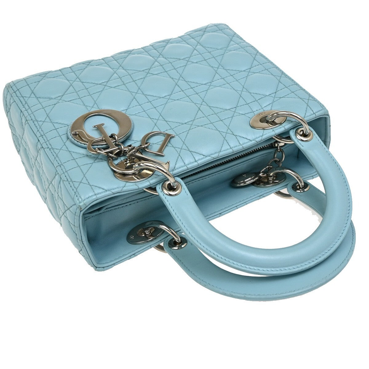Christian Dior Lady Dior Leather Blue Leather Bag (Pre-Owned)