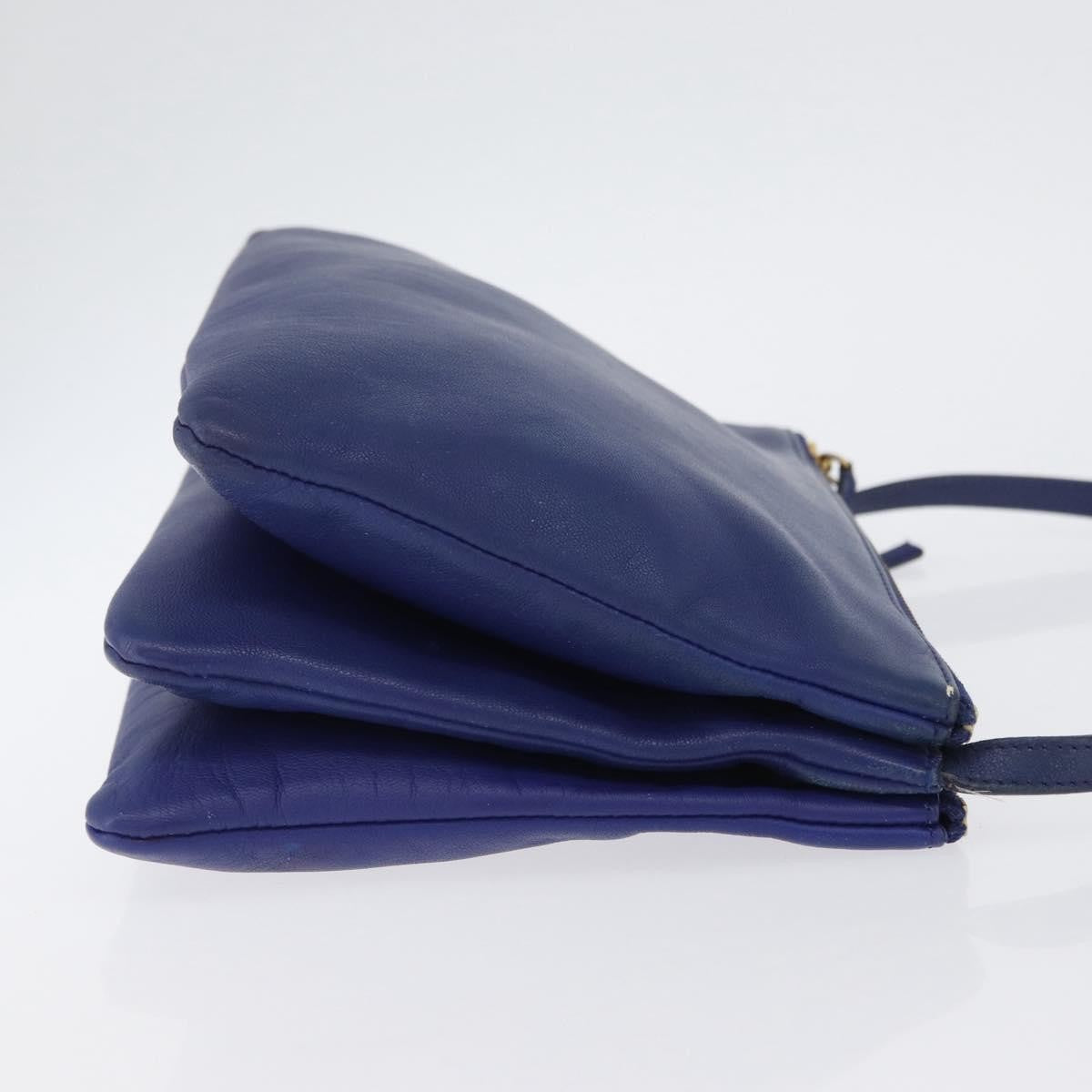 Celine Trio Leather Blue Leather Shoulder Bag Bag (Pre-Owned)
