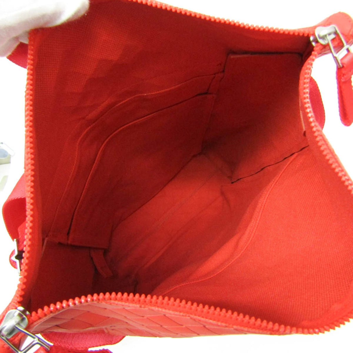 Bottega Veneta Fold-Over Intrecciato Effect Rubber Red Rubber Backpack Bag (Pre-Owned)