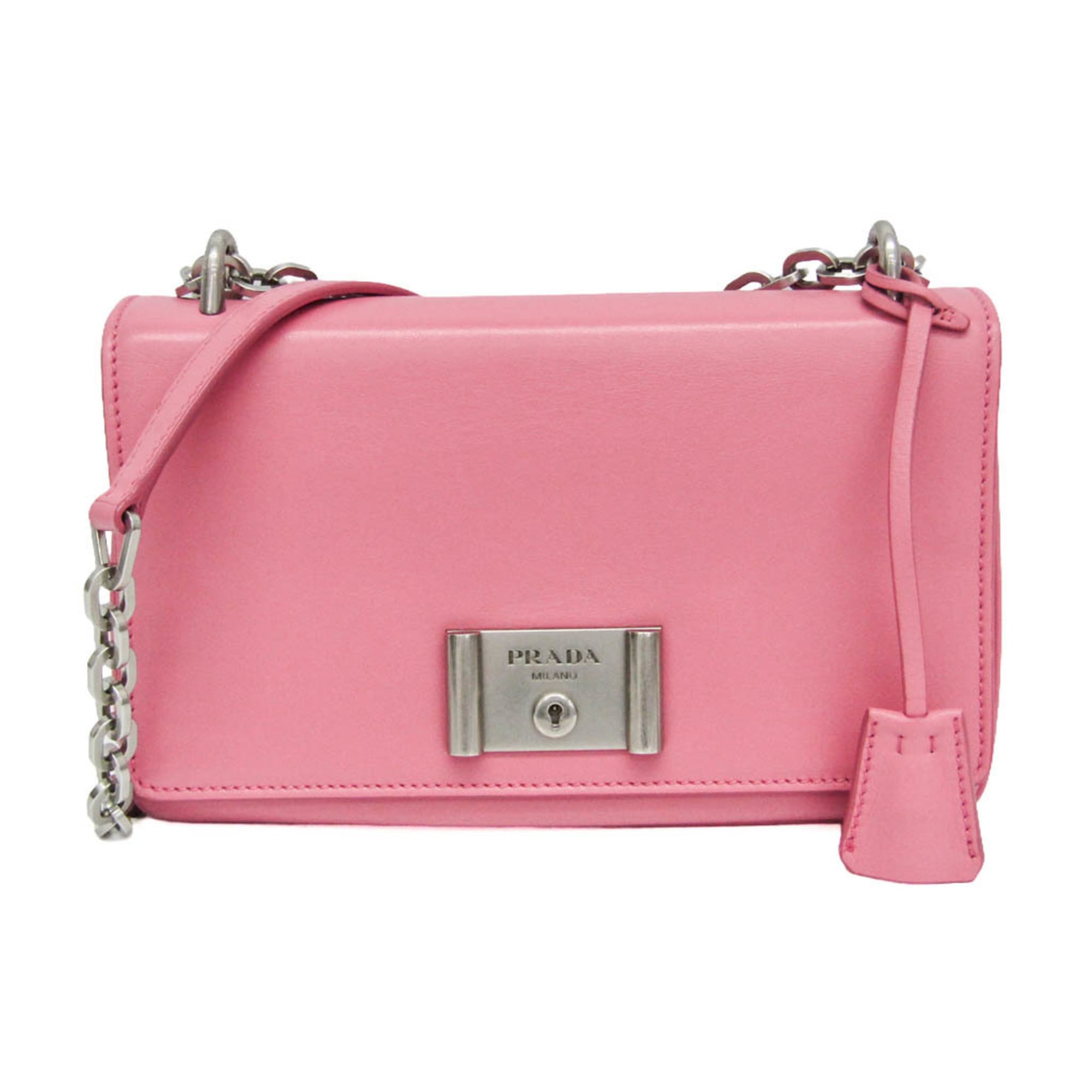 Prada Lux Chain Lock Flap Saffiano Leather Pink Leather Shoulder Bag Bag (Pre-Owned)