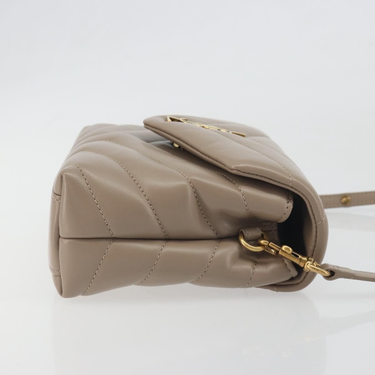 Saint Laurent Loulou Puffer Quilted Leather Beige Leather Shoulder Bag Bag (Pre-Owned)