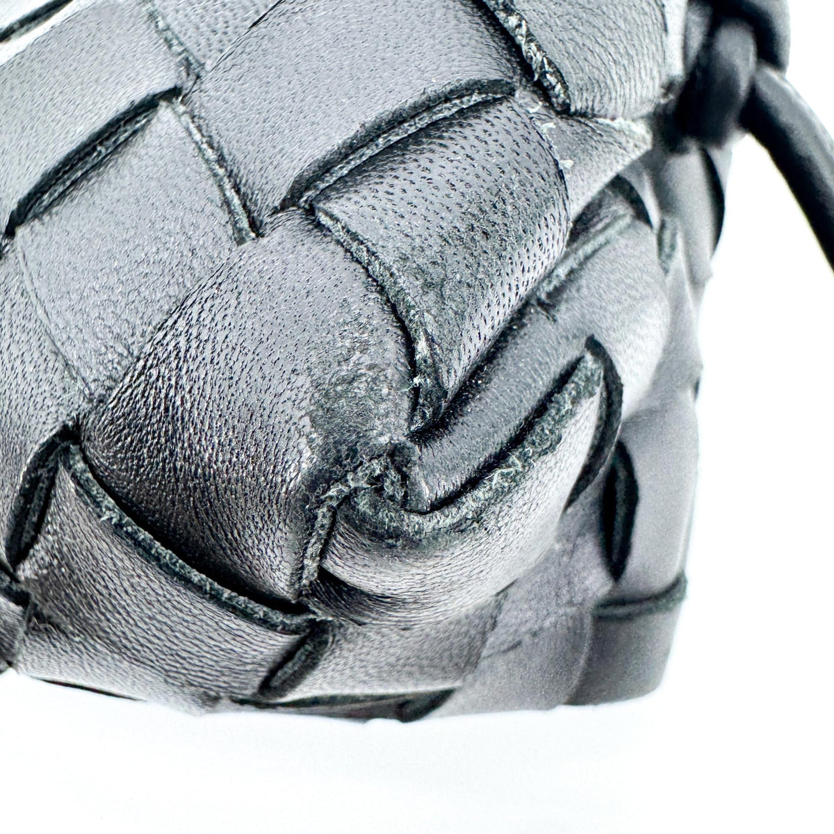 Bottega Veneta Loop Intrecciato Nappa Black Leather Crossbody Bag Bag (Pre-Owned)