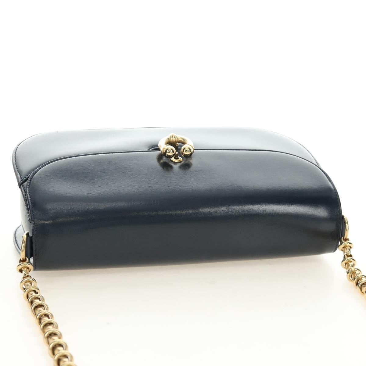 Gucci Chain Flap Leather Navy Leather Shoulder Bag Bag (Pre-Owned)