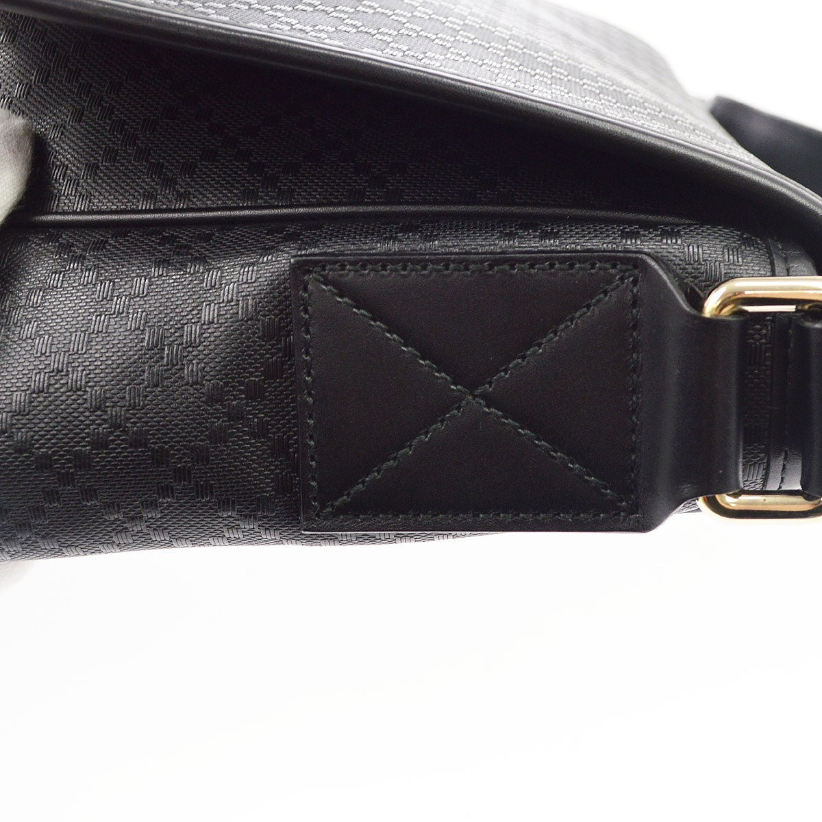 Gucci Lux Flap Messenger Diamante Leather Black Leather Shoulder Bag Bag (Pre-Owned)