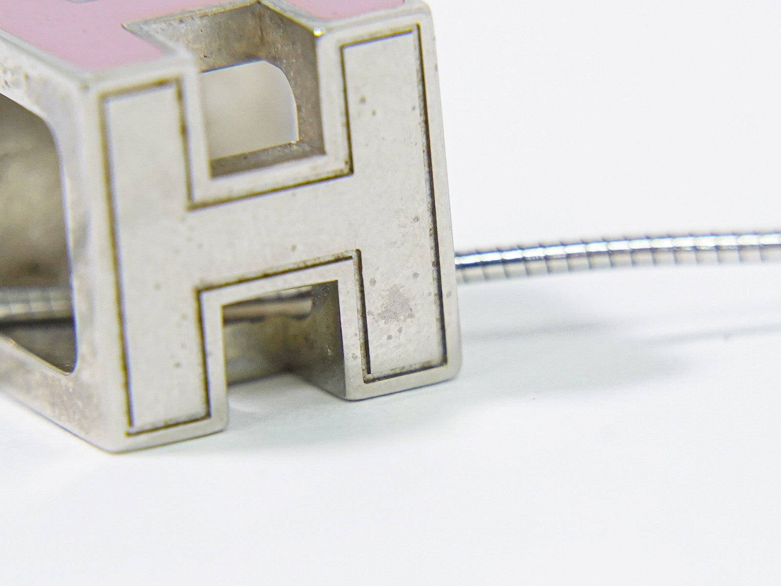 Hermes Cage D'h Pendant Metal Silver Metal Necklace Jewelry (Pre-Owned)