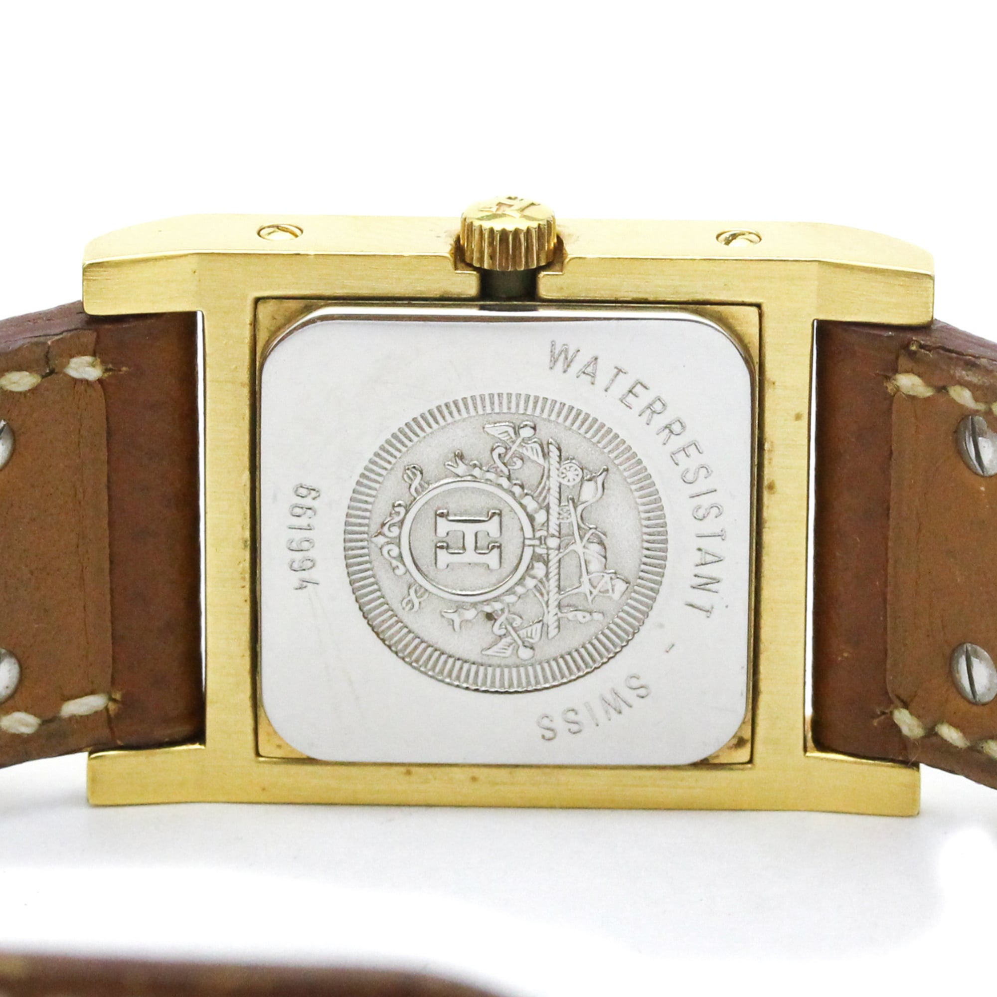 Hermes Medor Quartz Plated Metal And Leather Watch (Pre-Owned)