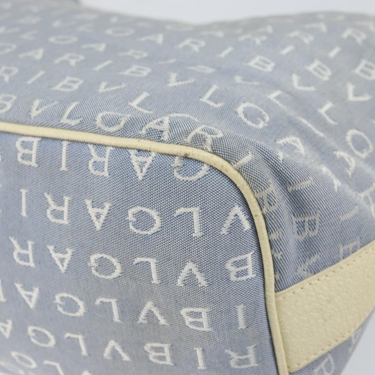 Bvlgari Logomania Canvas With Leather Blue Canvas Shoulder Bag Bag (Pre-Owned)