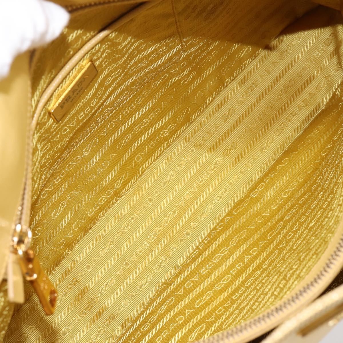 Prada Promenade Saffiano Leather Yellow Leather Handbag (Pre-Owned)