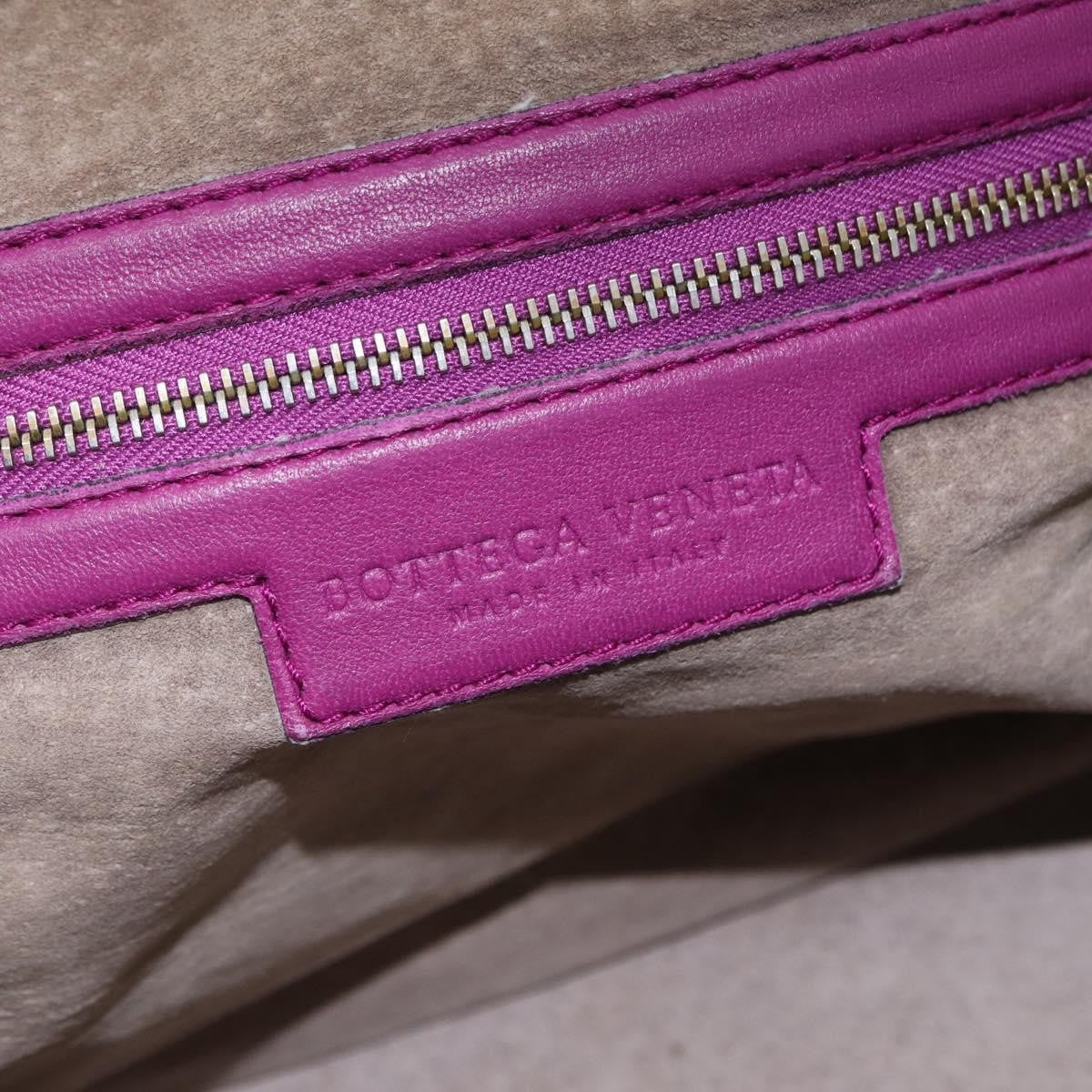 Bottega Veneta New Boston Intrecciato Nappa Purple Leather Handbag (Pre-Owned)