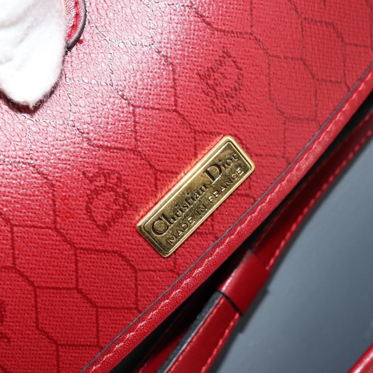 Christian Dior Vintage Honeycomb Canvas Red Canvas Shoulder Bag Bag (Pre-Owned)
