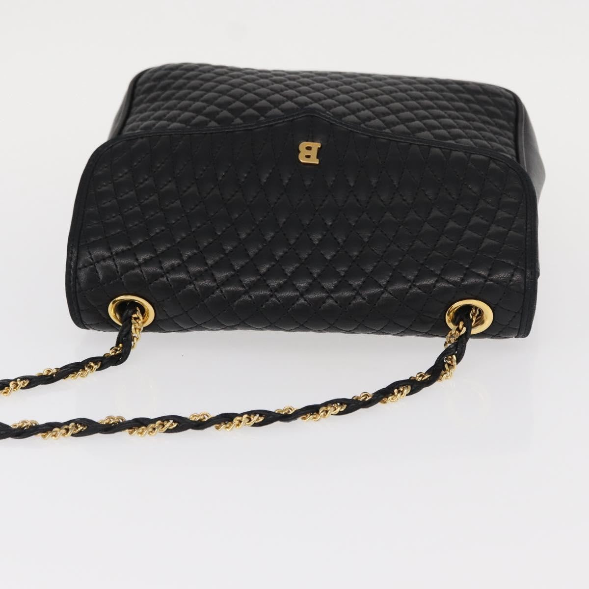 Bally Vintage Chain Quilted Leather Black Leather Shoulder Bag Bag (Pre-Owned)