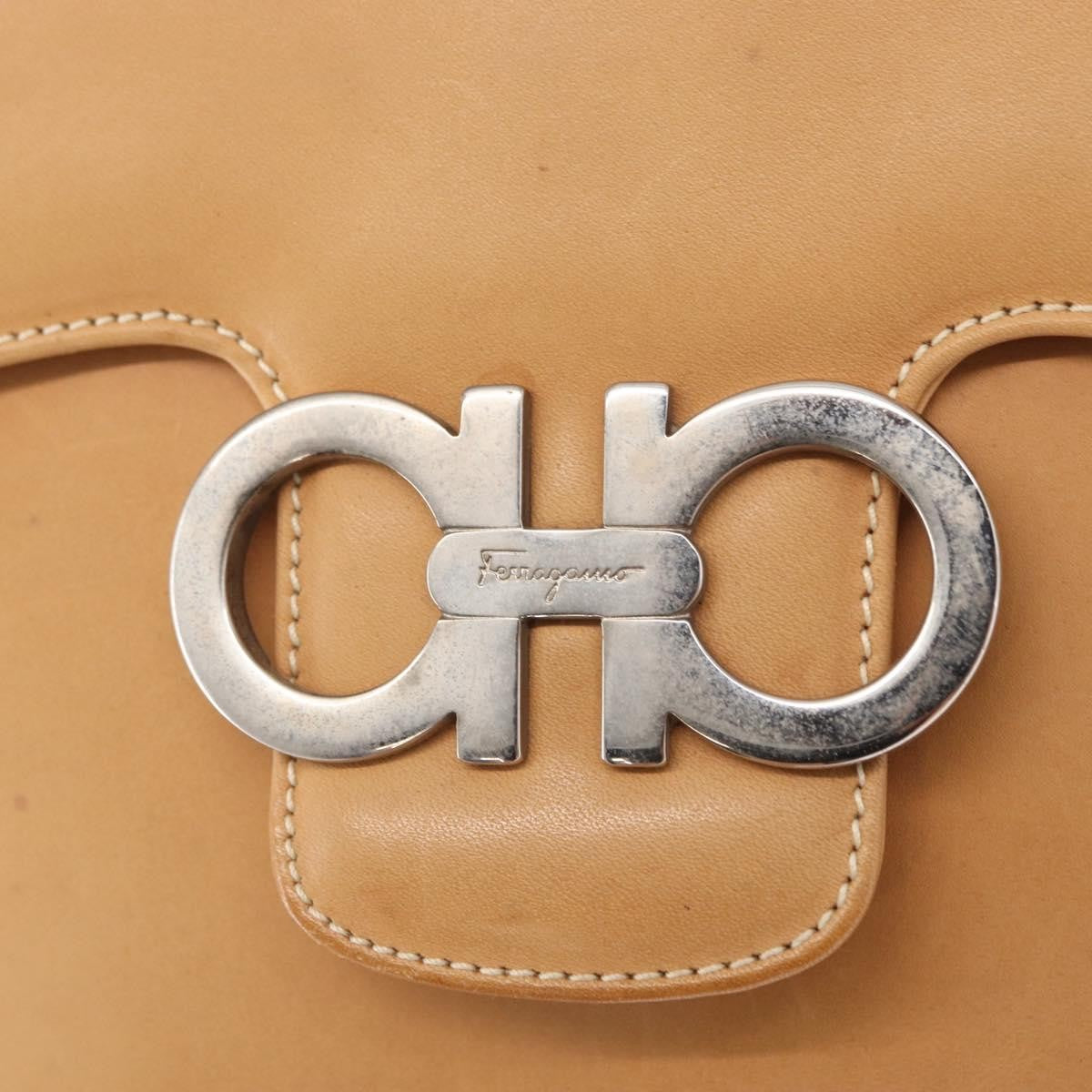 Salvatore Ferragamo Gancini Leather Beige Leather Shoulder Bag Bag (Pre-Owned)