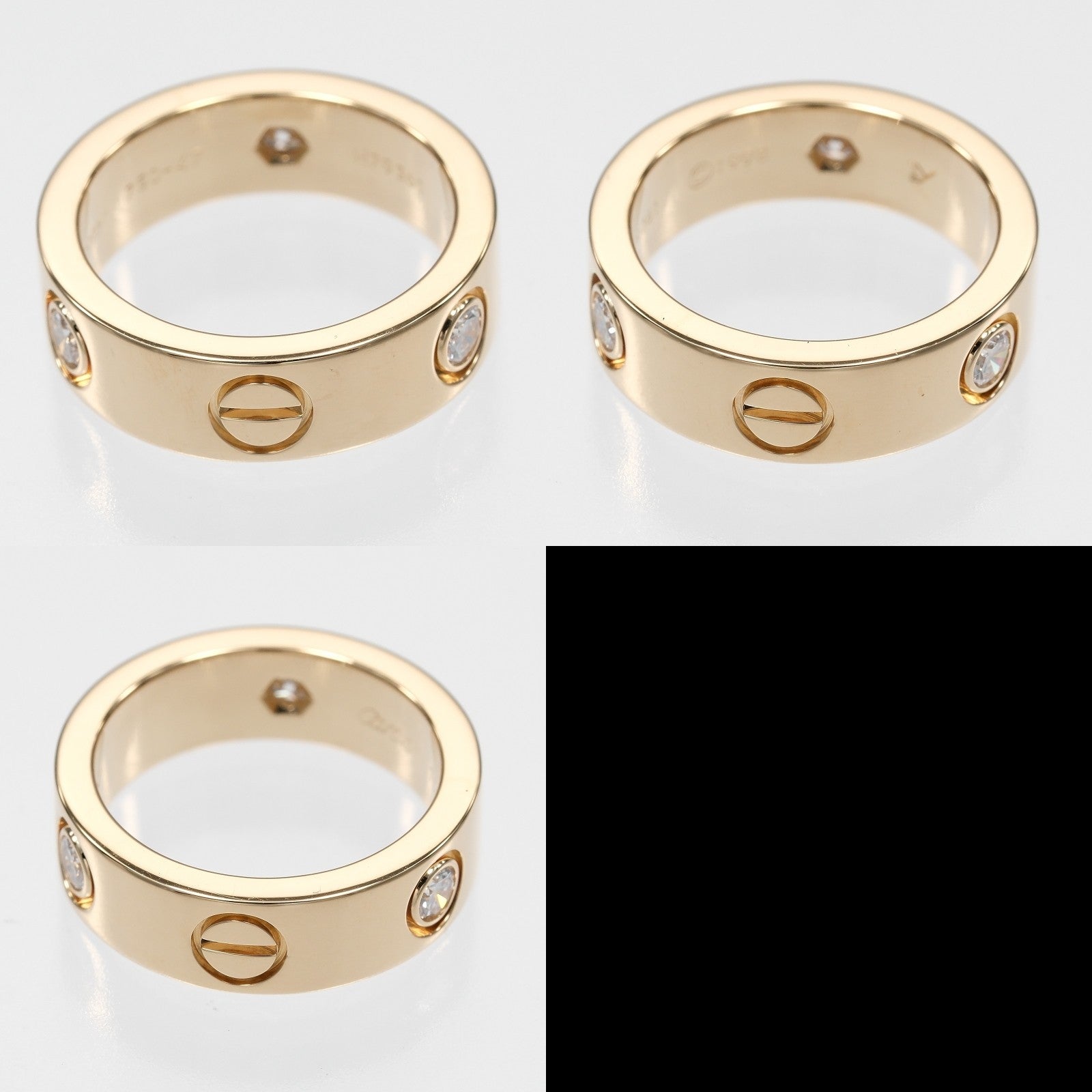 Cartier Love 3 Diamonds Band 18K Yellow Gold With Diamonds Gold Yellow_Gold Ring Jewelry (Pre-Owned)