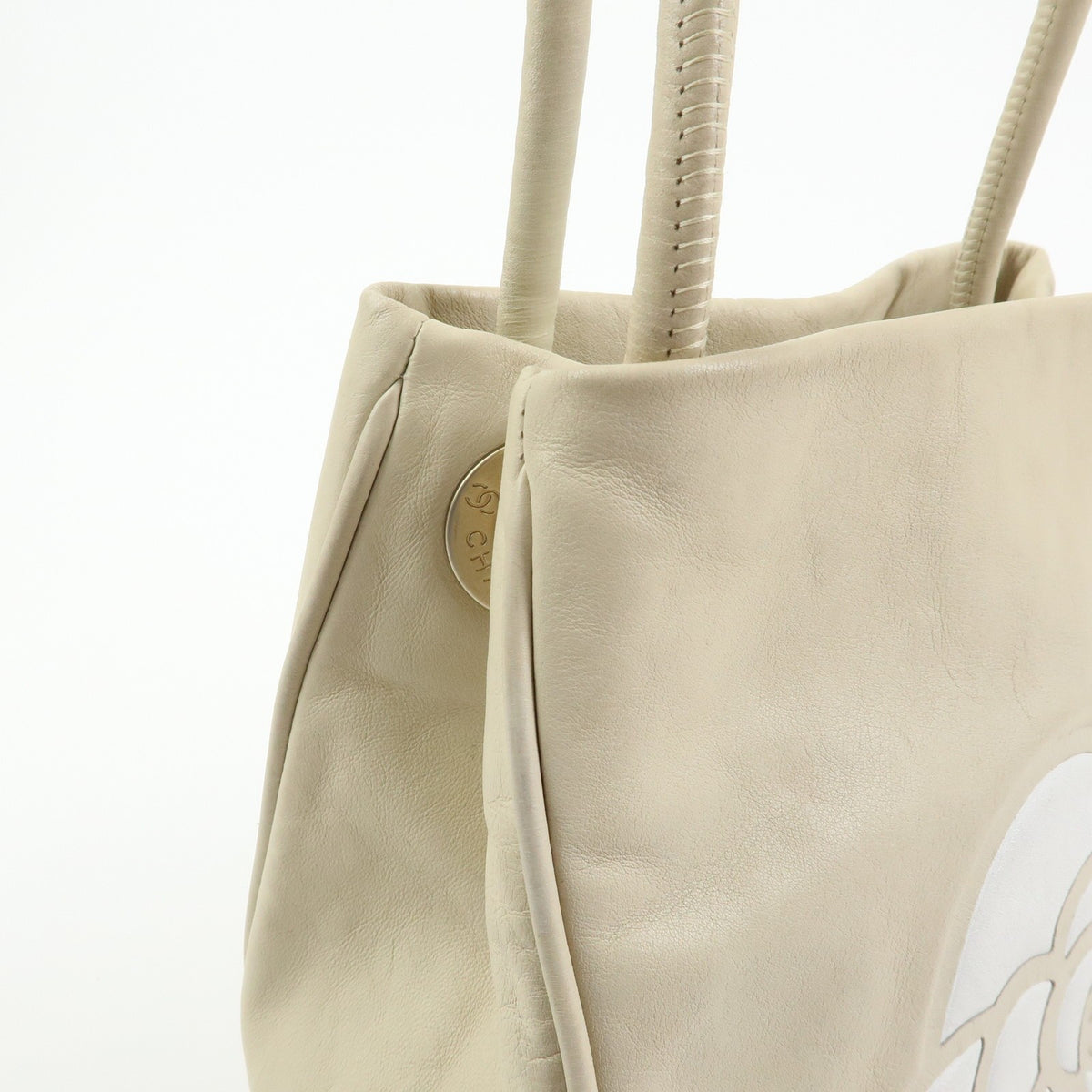 Chanel Camellia Lambskin Beige Leather Tote Bag Bag (Pre-Owned)
