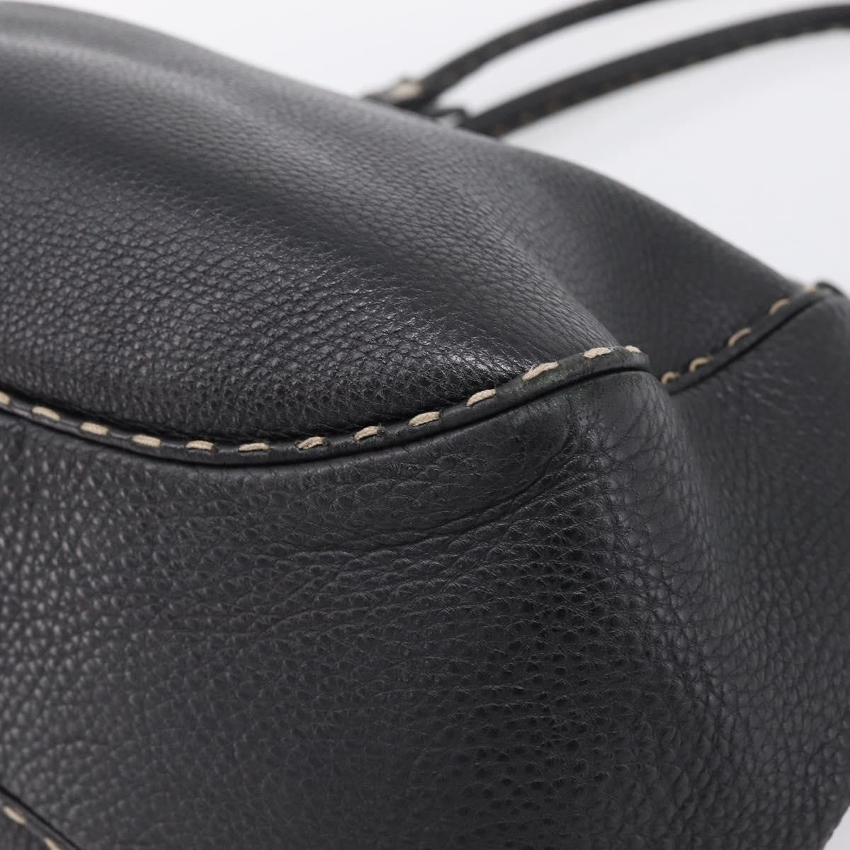 Fendi Selleria Bucket Leather Black Leather Tote Bag Bag (Pre-Owned)