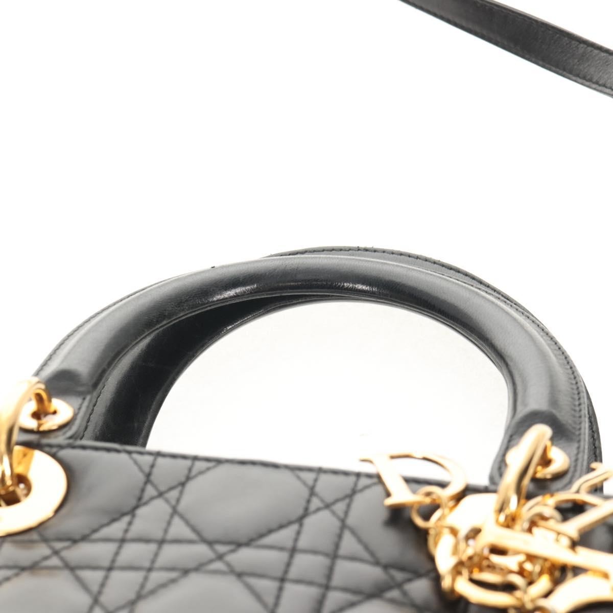 Christian Dior Lady Dior Leather Black Leather Handbag (Pre-Owned)