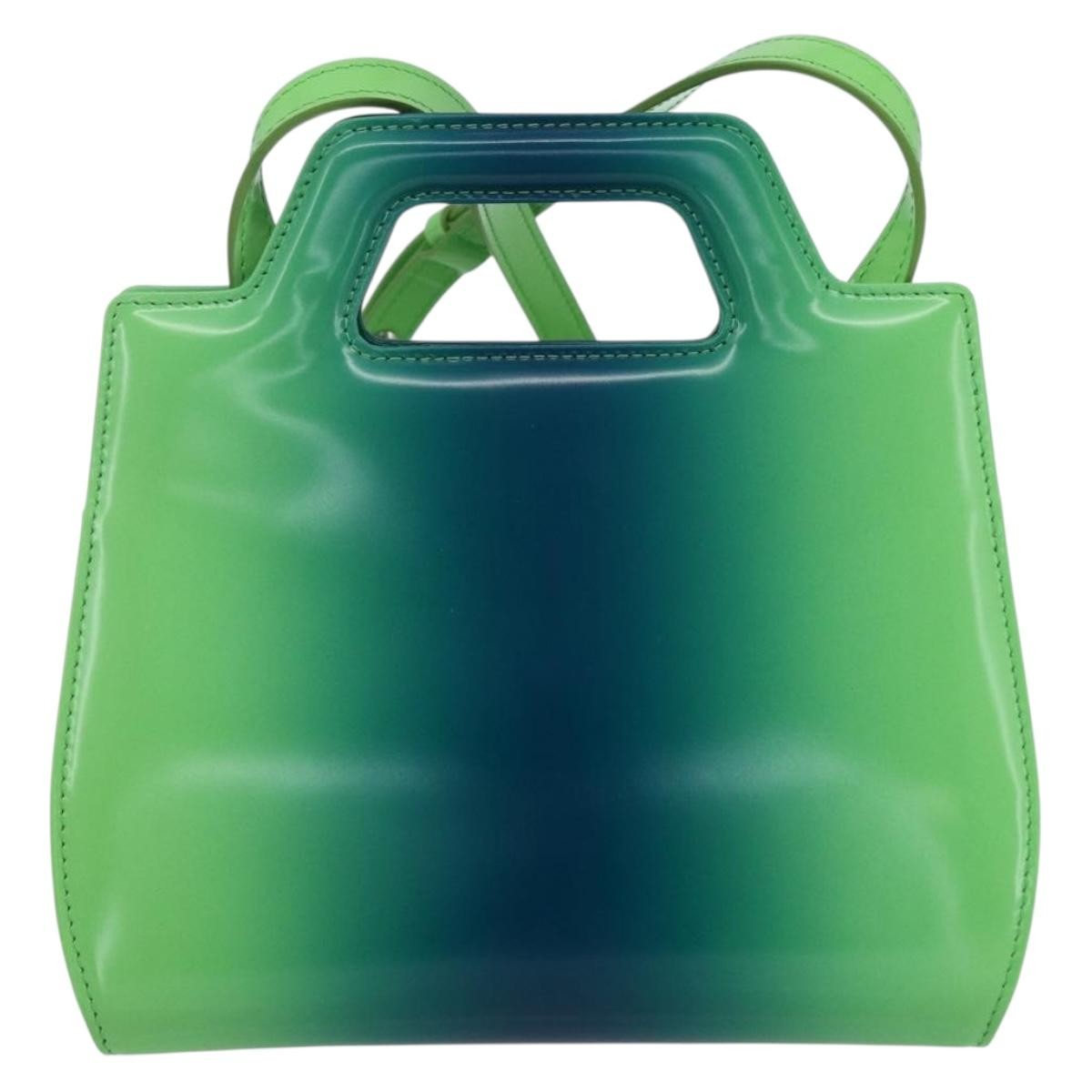 Salvatore Ferragamo Wanda Top Handle Shoulder Gradient Leather Green Patent_Leather Handbag (Pre-Owned)