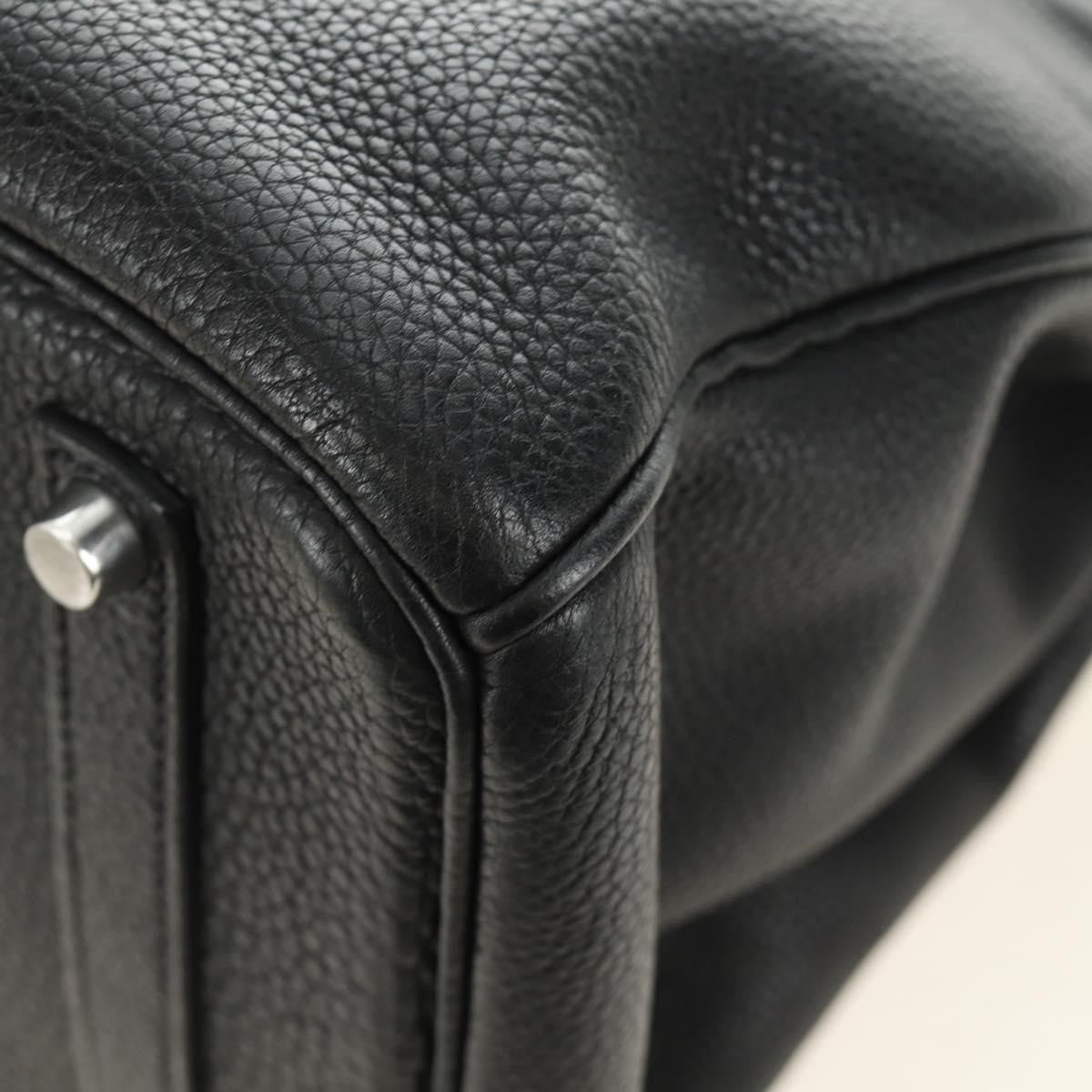 Hermes Birkin Black Clemence With Palladium Hardware Black Leather Handbag (Pre-Owned)