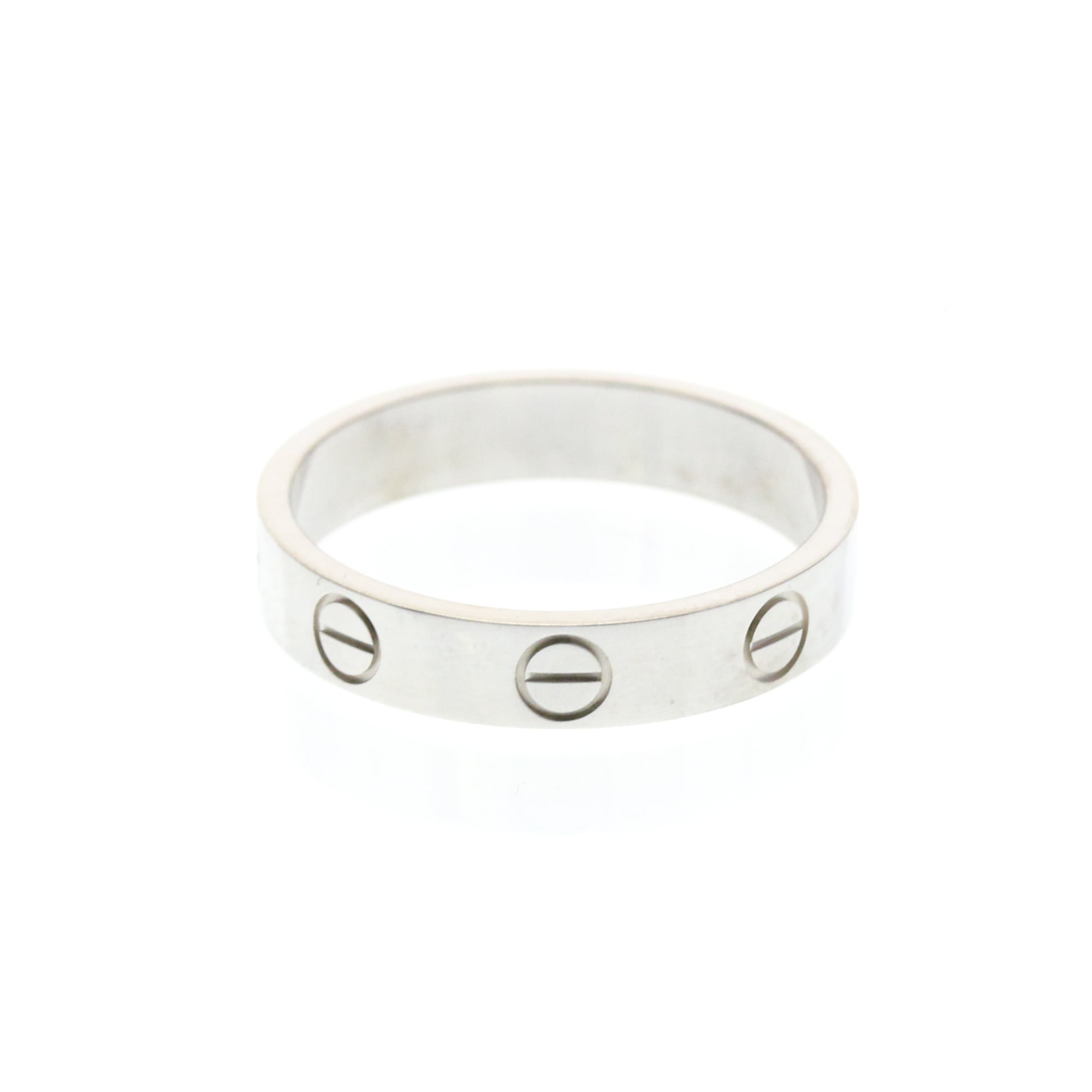 Cartier Love Band 18K White Gold Silver White_Gold Ring Jewelry (Pre-Owned)