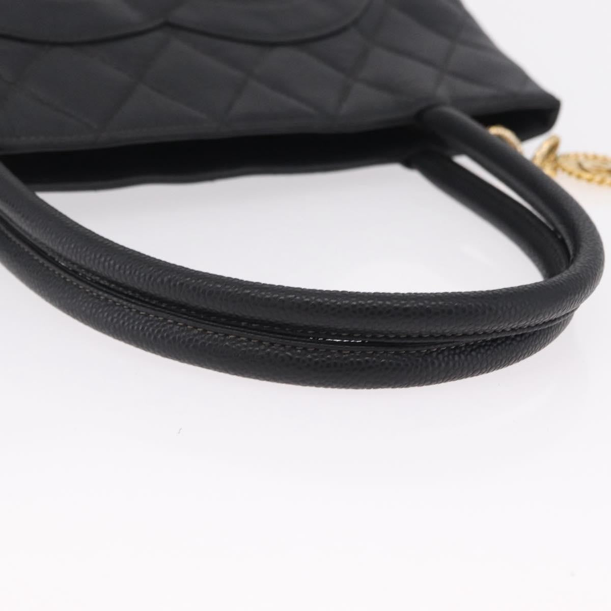Chanel Medallion Quilted Caviar Black Calfskin Tote Bag Bag (Pre-Owned)