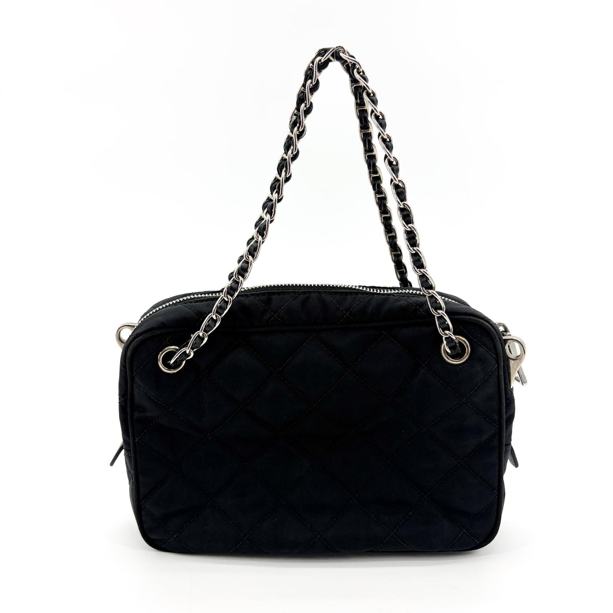 Prada Convertible Quilted Tessuto Black Nylon Shoulder Bag Bag (Pre-Owned)