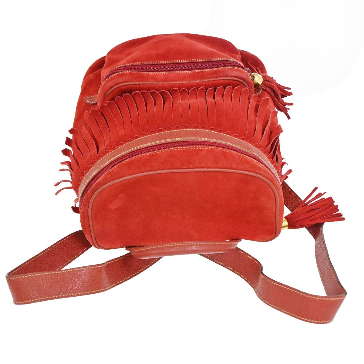 Gucci Vintage Backpack Suede Red Suede Backpack Bag (Pre-Owned)