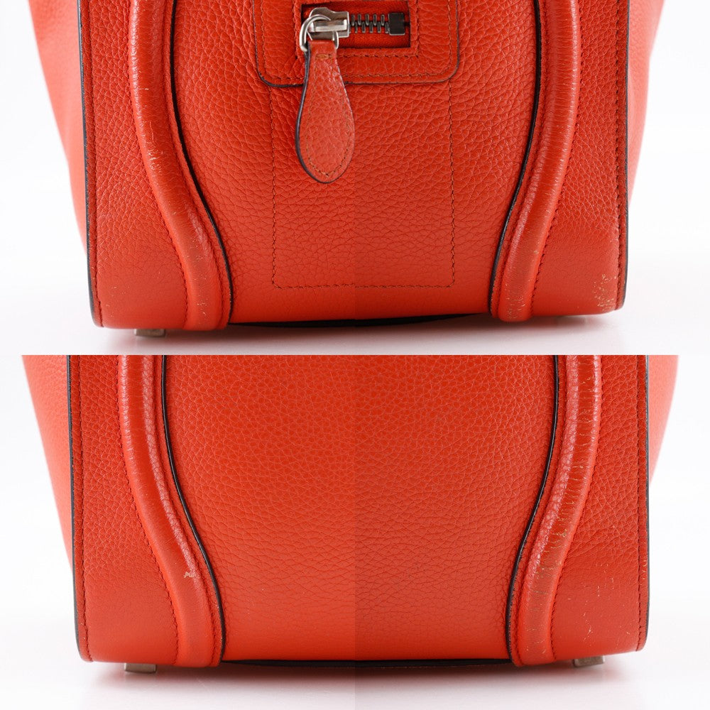 Celine Luggage Grainy Leather Red Calfskin Handbag (Pre-Owned)