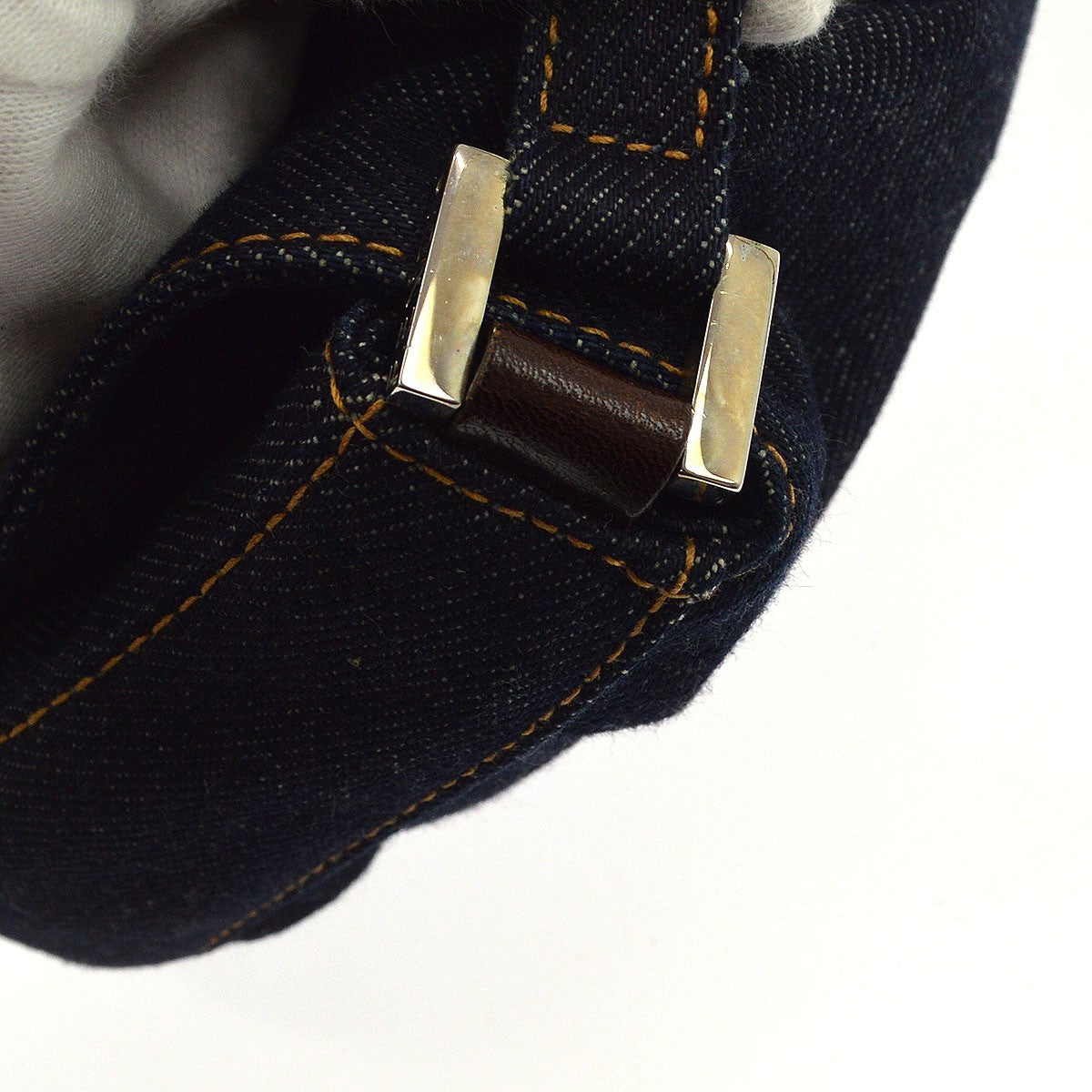 Fendi Convertible Baguette Denim Blue Denim_Jeans Handbag (Pre-Owned)