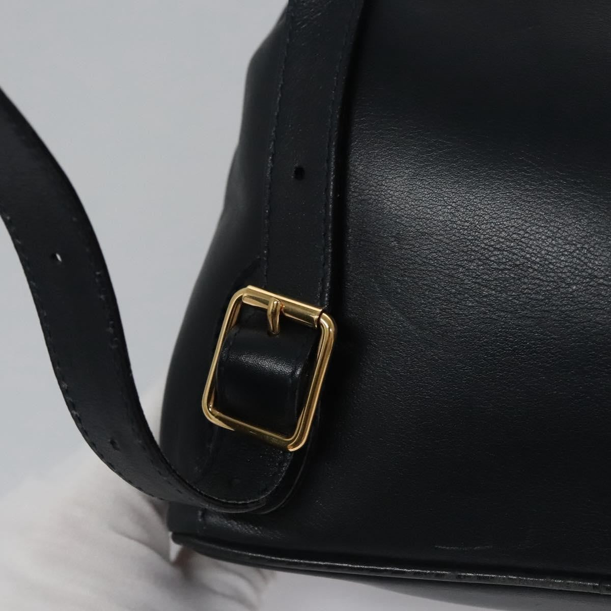 Gucci Vintage Bamboo Leather Black Leather Backpack Bag (Pre-Owned)