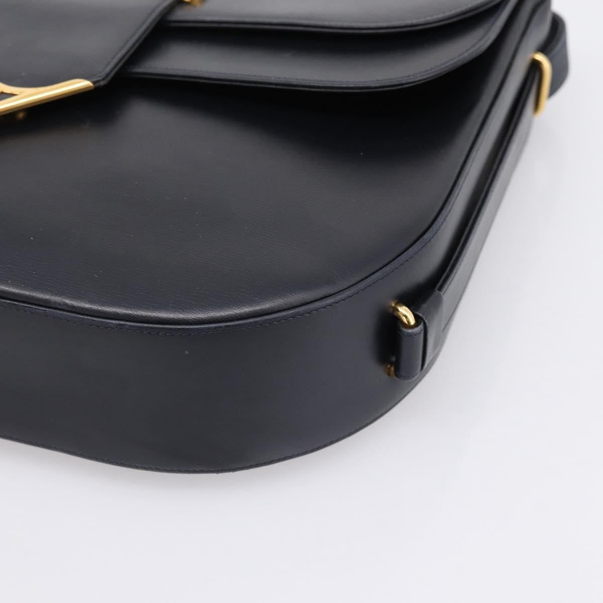 Cartier Sapphire Line Leather Black Leather Shoulder Bag Bag (Pre-Owned)
