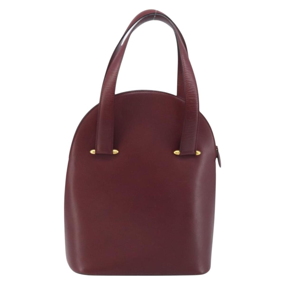 Cartier Vintage Must De Cartier Leather Burgundy Leather Handbag (Pre-Owned)