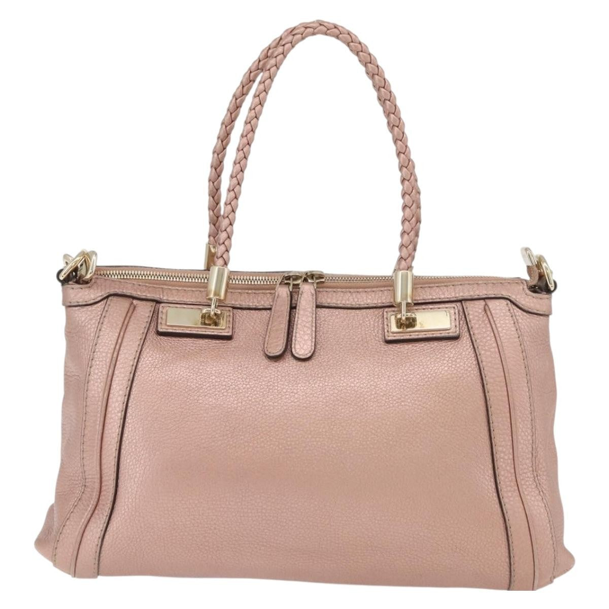 Gucci Bella Convertible Top Handle Leather Pink Leather Handbag (Pre-Owned)
