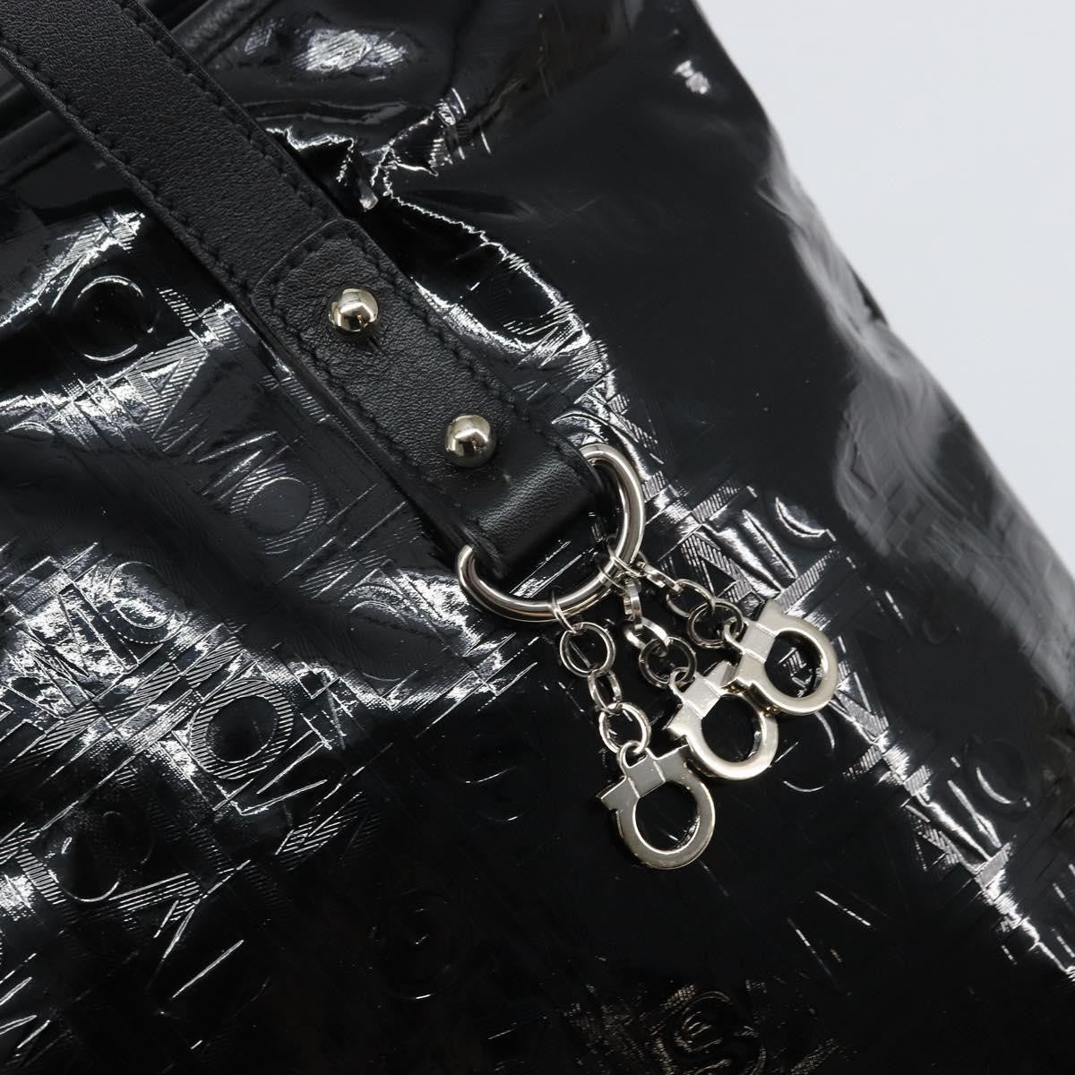 Salvatore Ferragamo Gancini Tote Patent Leather Black Patent_Leather Tote Bag Bag (Pre-Owned)