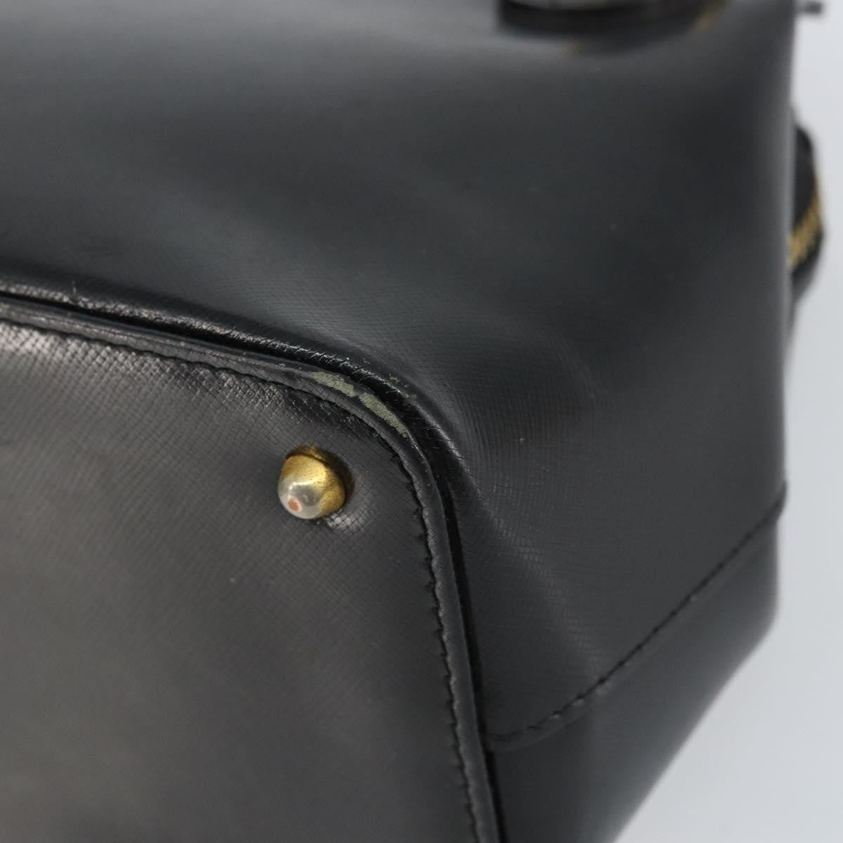 Versace Vintage Leather Black Leather Handbag (Pre-Owned)