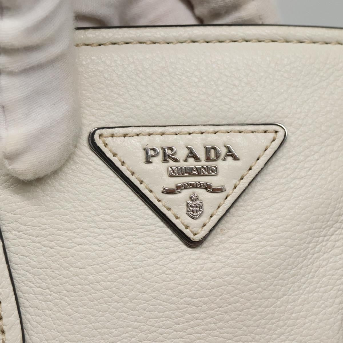 Prada Front Pocket Wing Convertible Tote Vitello Daino White Leather Tote Bag Bag (Pre-Owned)