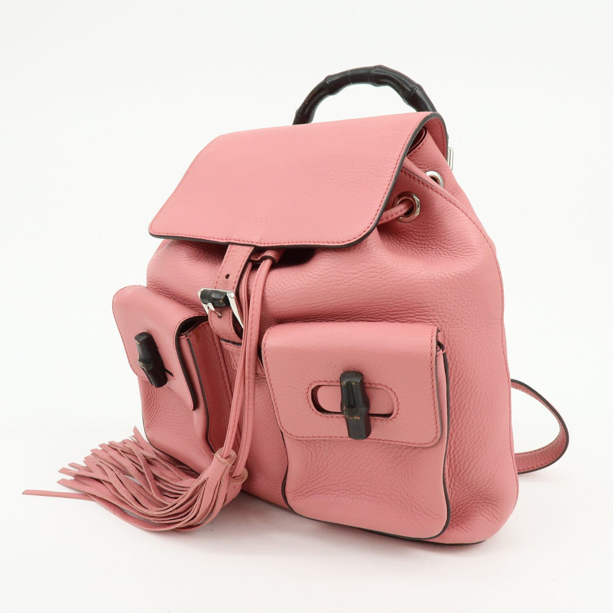 Gucci Bamboo Tassel Leather Pink Leather Backpack Bag (Pre-Owned)