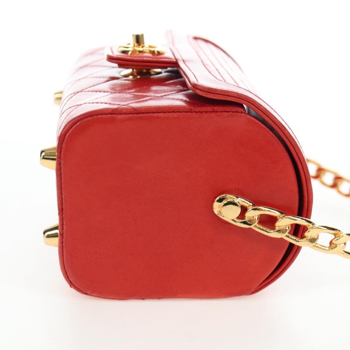 Chanel Vintage Mademoiselle Top Handle Flap Quilted Leather Red Leather Handbag (Pre-Owned)