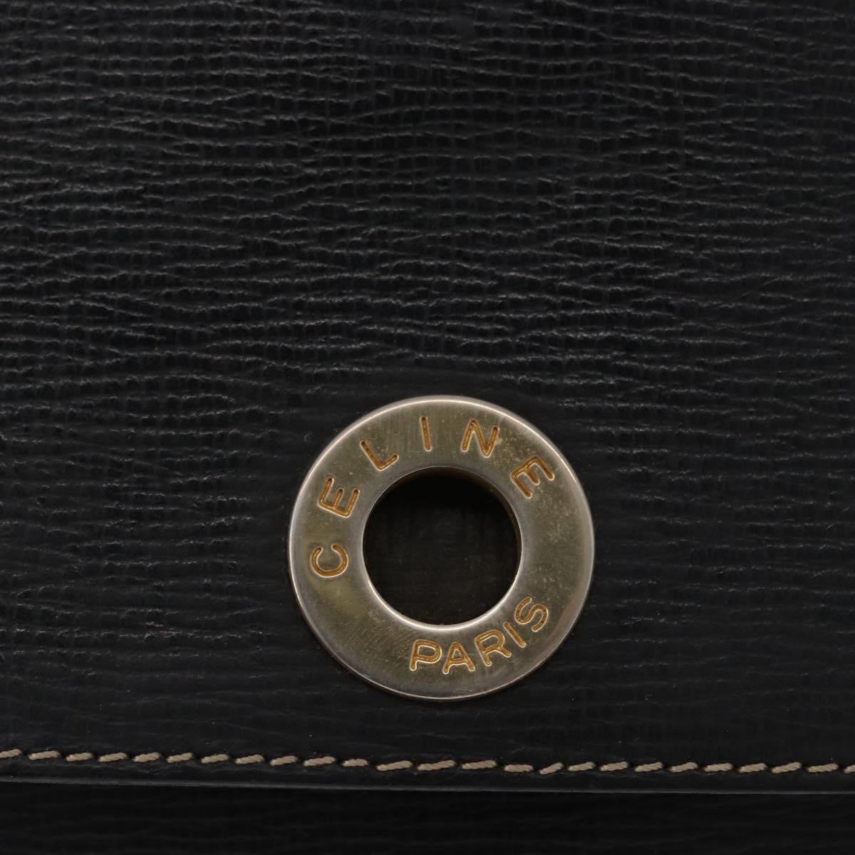 Celine Circle Logo Leather Black Leather Shoulder Bag Bag (Pre-Owned)