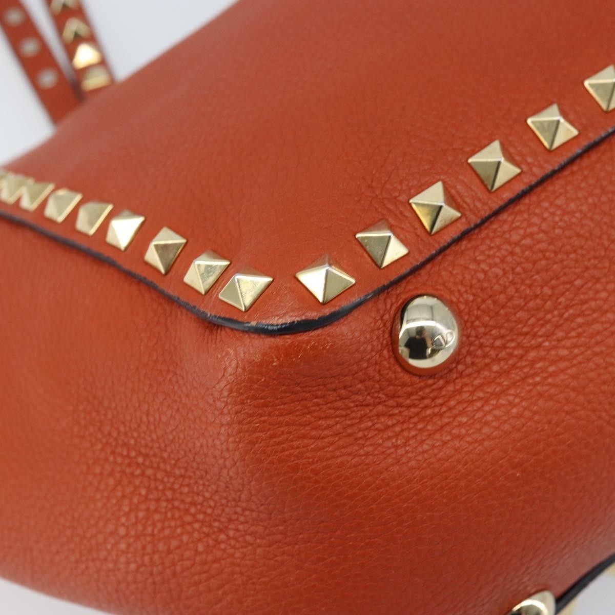 Valentino Garavani 1975 Rockstud Striped Leather Orange Leather Tote Bag Bag (Pre-Owned)