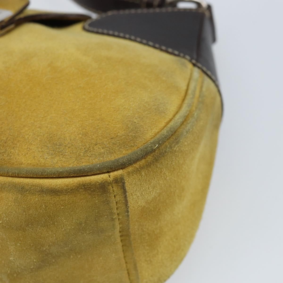 Prada Push Lock Flap Satchel Suede Yellow Suede Shoulder Bag Bag (Pre-Owned)
