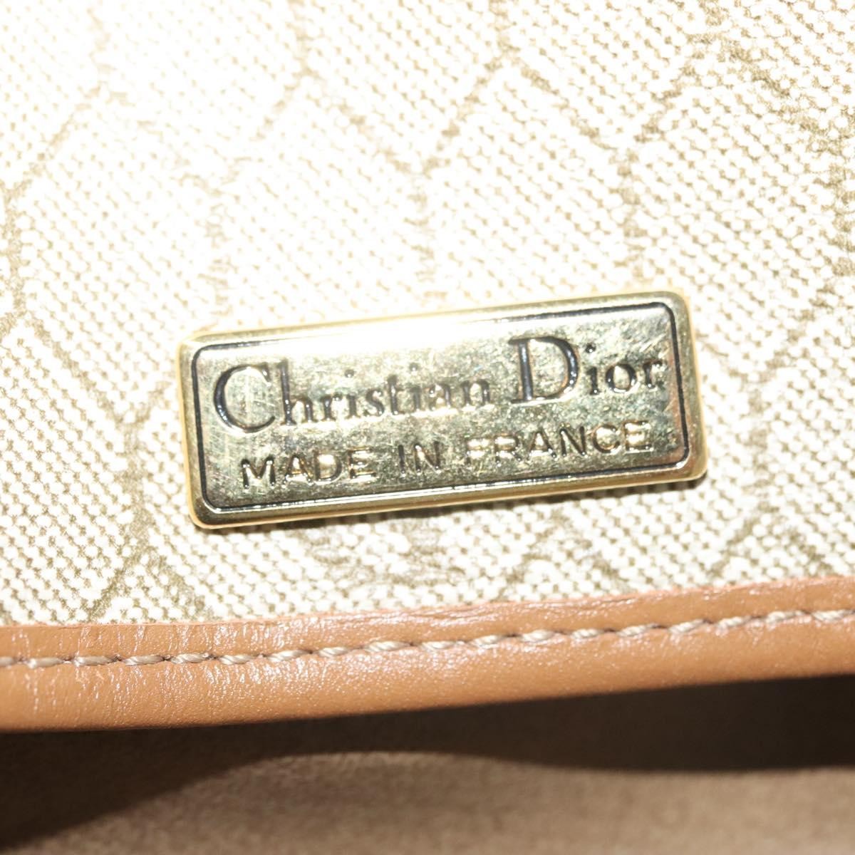 Christian Dior Vintage Honeycomb Chain Canvas Beige Canvas Bag (Pre-Owned)
