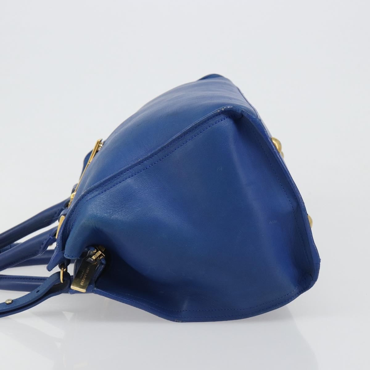Saint Laurent Classic Y Cabas Leather Blue Leather Tote Bag Bag (Pre-Owned)