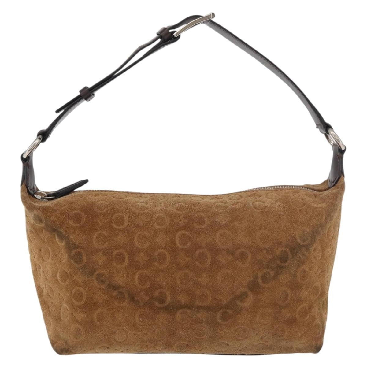 Celine C Macadam Suede Brown Suede Handbag (Pre-Owned)